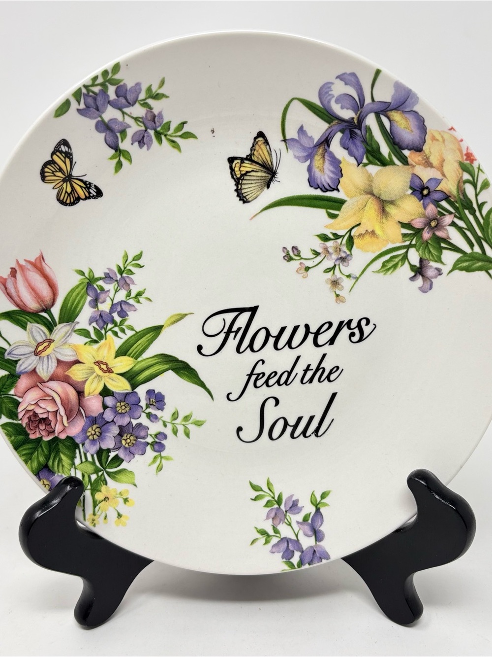 Vintage Lily Creek Salad Plate 7-7/8” "Flowers Feed The Soul"